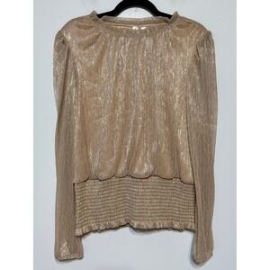 oie Metallic Shimmer Glam Party Top Large Gold 70s Disco Elegant Indie Sleaze